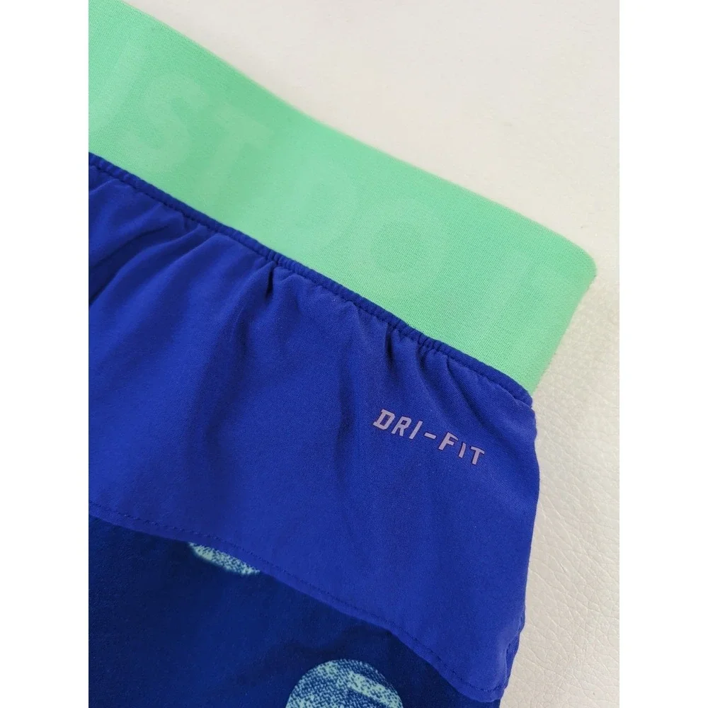 Nike Icon Dri Fit 2 In 1 Shorts Women M Blue Green Polka Dot Training Run Active